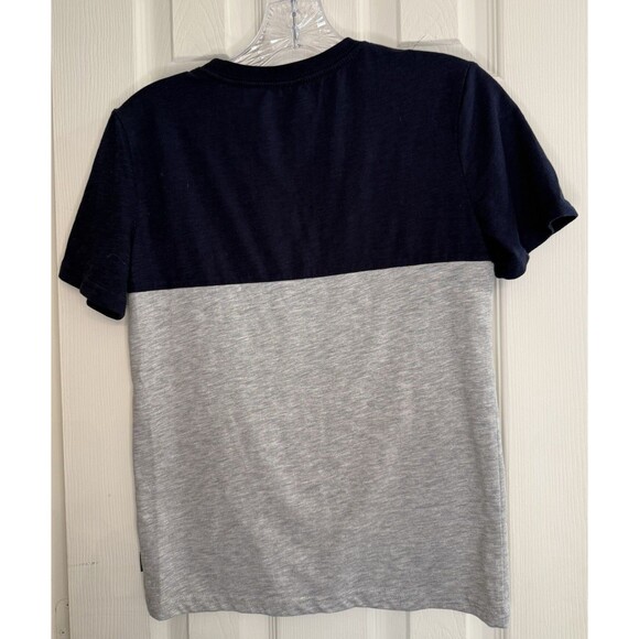 Eddie Bauer Boys T-Shirt Size M (10/12) Navy Gray Colorblock Orange Pocket - Picture 2 of 2